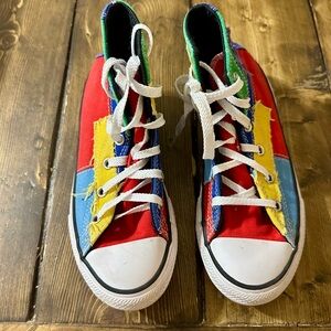 Kids size 1 Converse high top sneakers Excellent condition. Multi colored